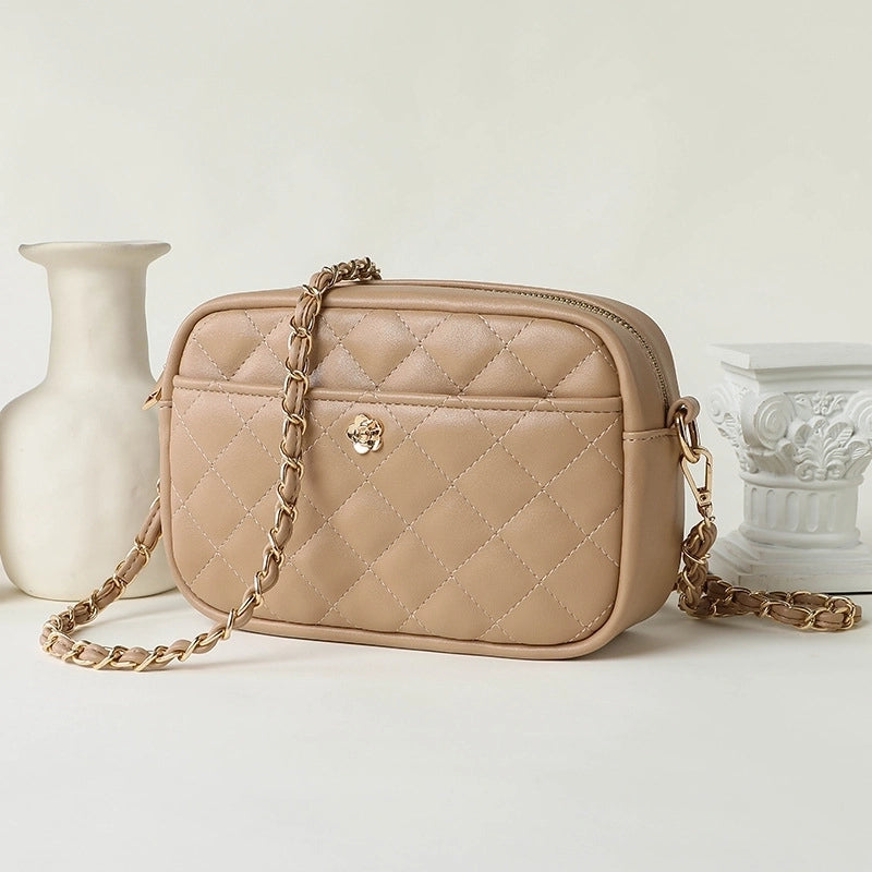 Women's Small Pu Leather Solid Color Streetwear Square Zipper Crossbody Bag