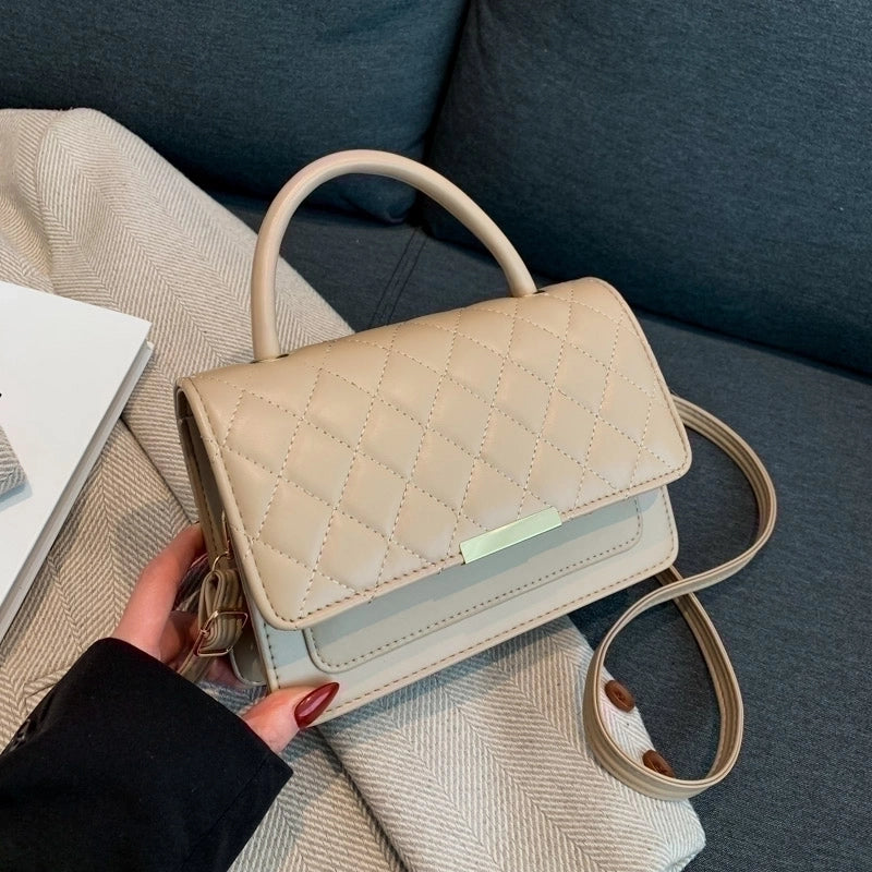 Women's Pu Leather Solid Color Classic Style Square Flip Cover Shoulder Bag