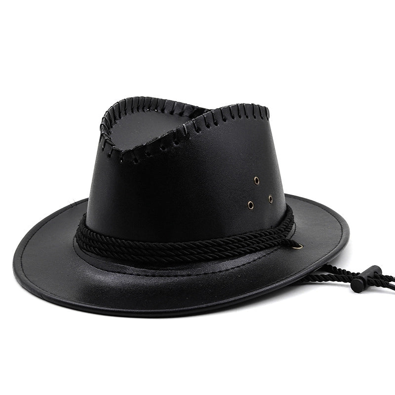 Unisex Cowboy Style Solid Color Wide Eaves Fedora Hat