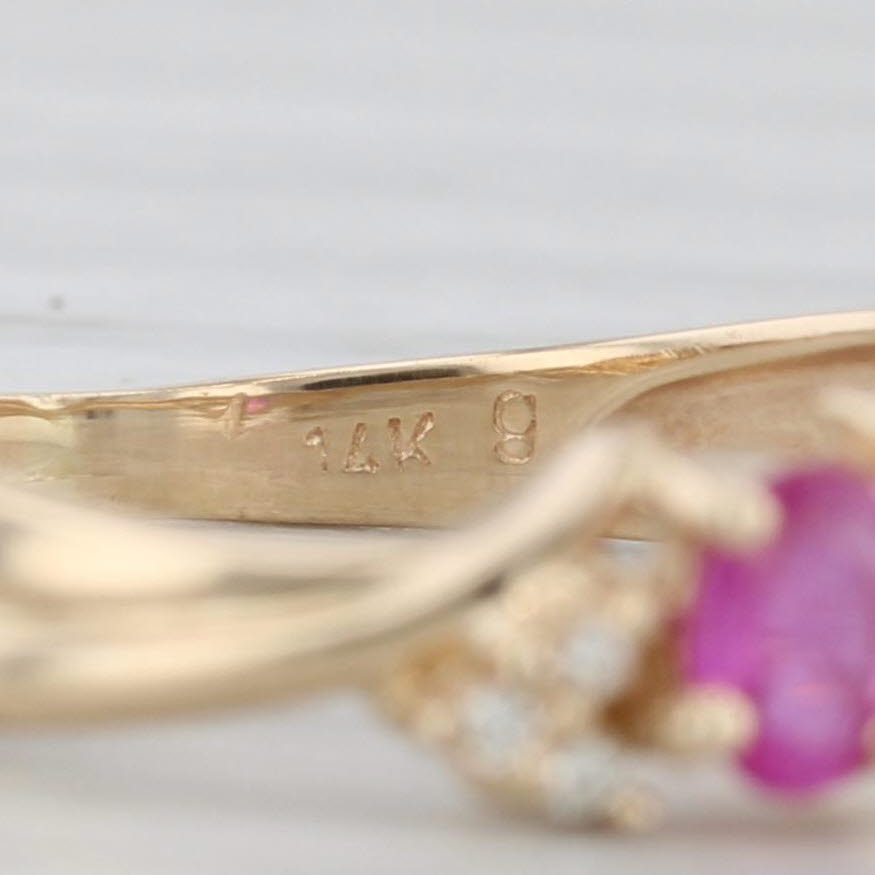 0.28ctw Oval Pink Sapphire Cubic Zirconia Ring 14k Yellow Gold Size 4.75
