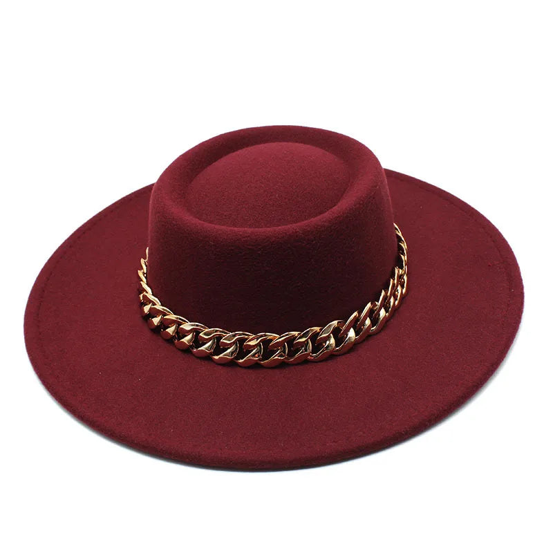 Elegant Round Concave Flat Top Woolen 8.5cm Top Hat Men And Women Fashion Flat Top Woolen Top Hat