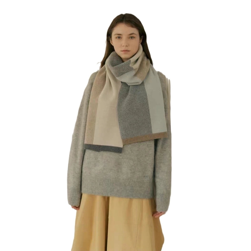 Women's Business Basic Color Block Artificial Wool Scarf