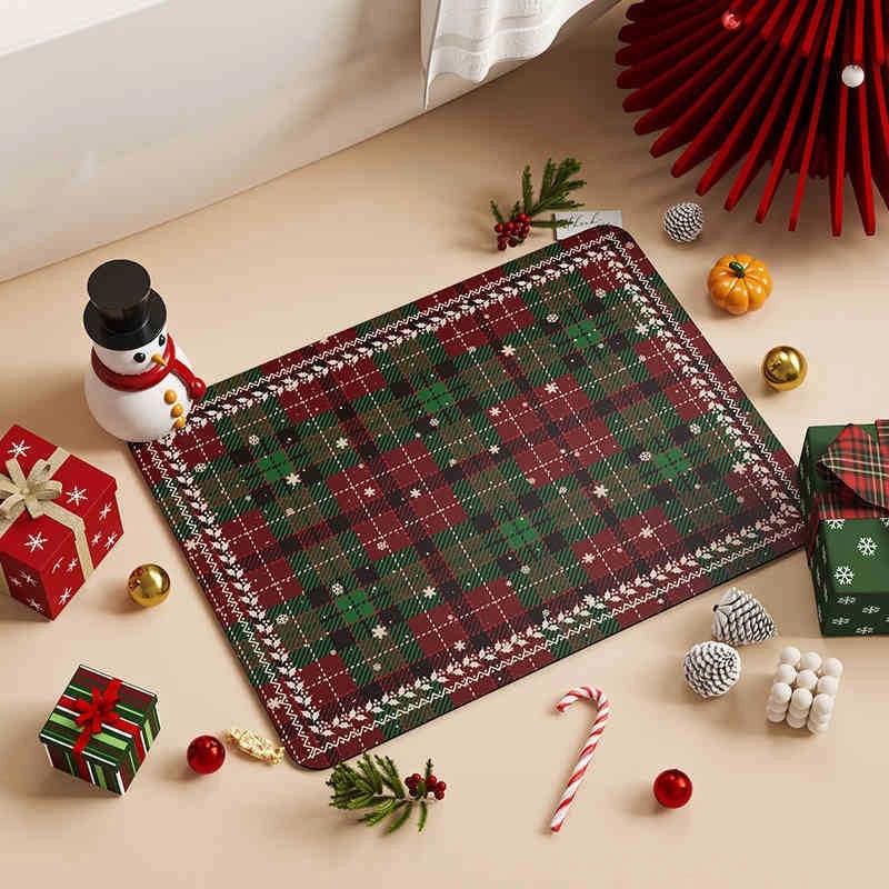 Christmas Casual Vacation Printing Polyester Carpet Bathing Carpet