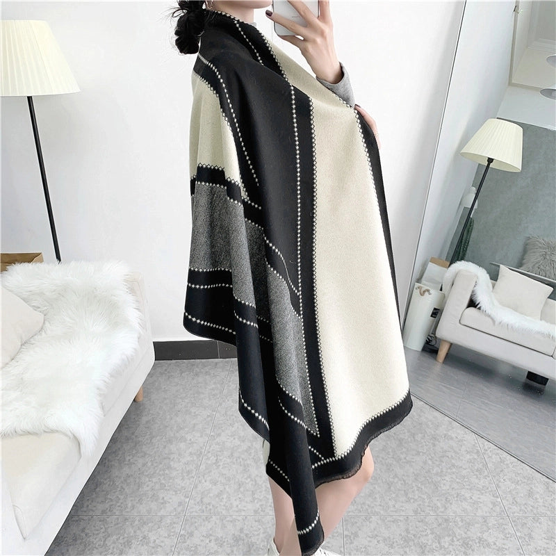 Women's Basic Minimalist Color Block Imitation Cashmere Printing Scarf