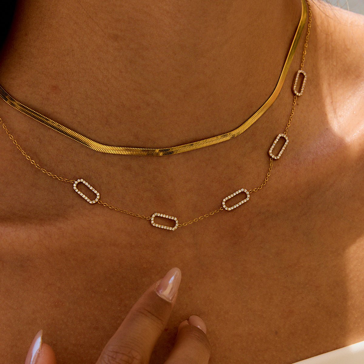 Stainless Steel Rhinestone Necklace Jewelry Clavicle Chain Hot Style Titanium Steel