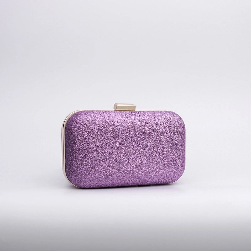 Red Blue Black Pu Leather Metal Solid Color Square Evening Bags