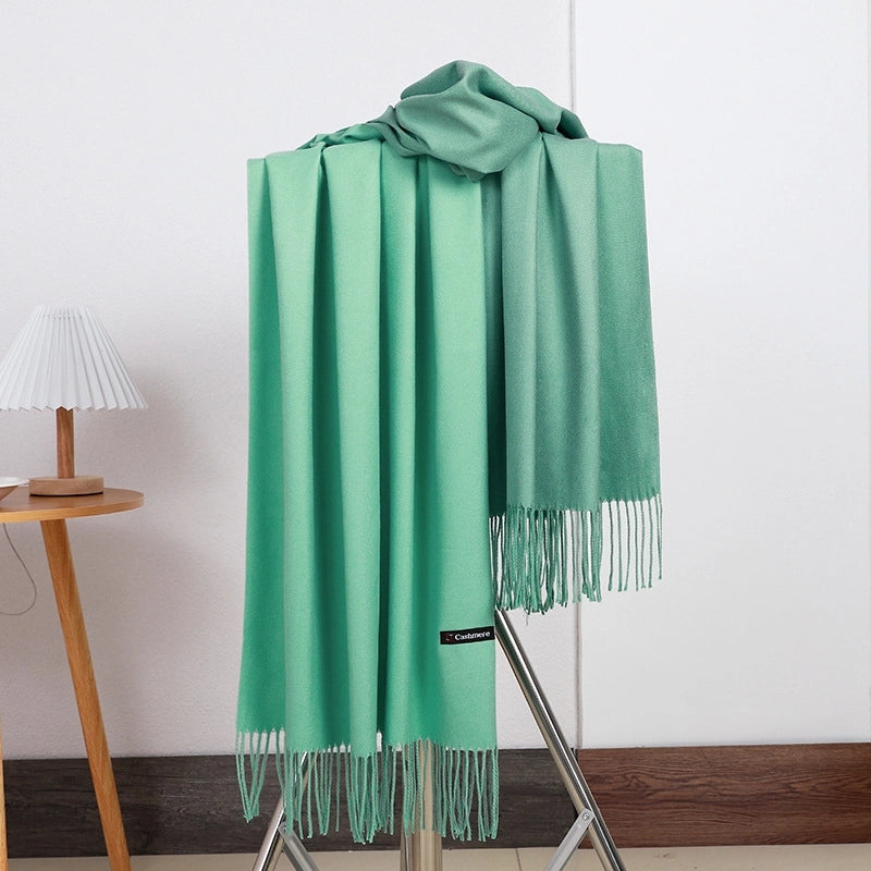 Double-sided Scarf Women's Winter Tassel Cashmere Scarf Autumn And Winter Version New Wool Men's Scarf
