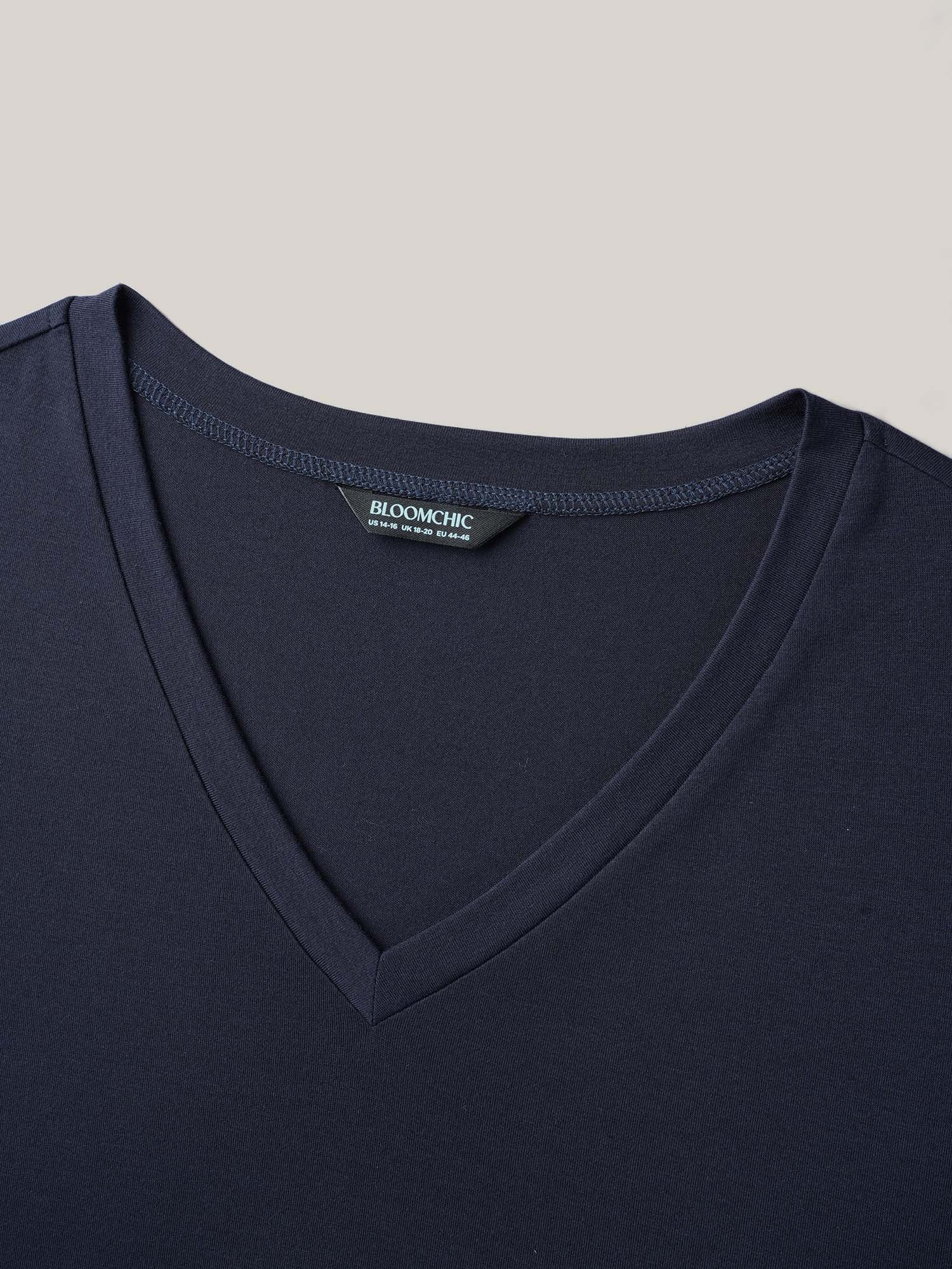 Embroidered Trumpet Sleeve V-Neck T-Shirt
