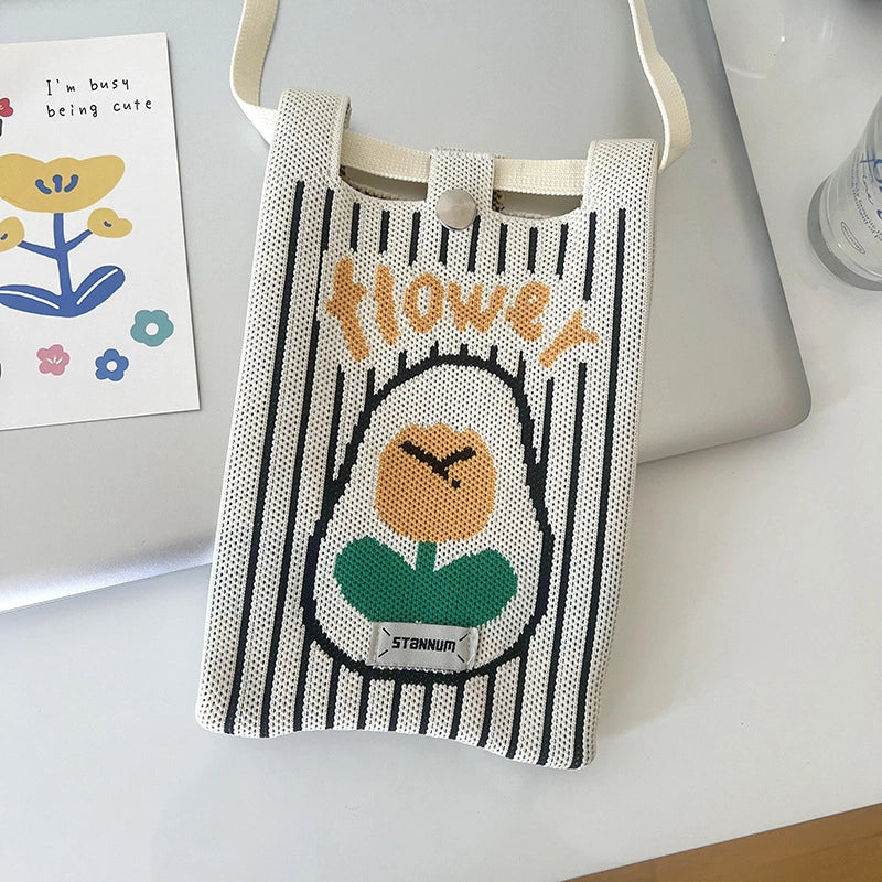 Women's Polyester Printing Animal Color Block Cute Square Buckle Shoulder Bag Phone Wallets