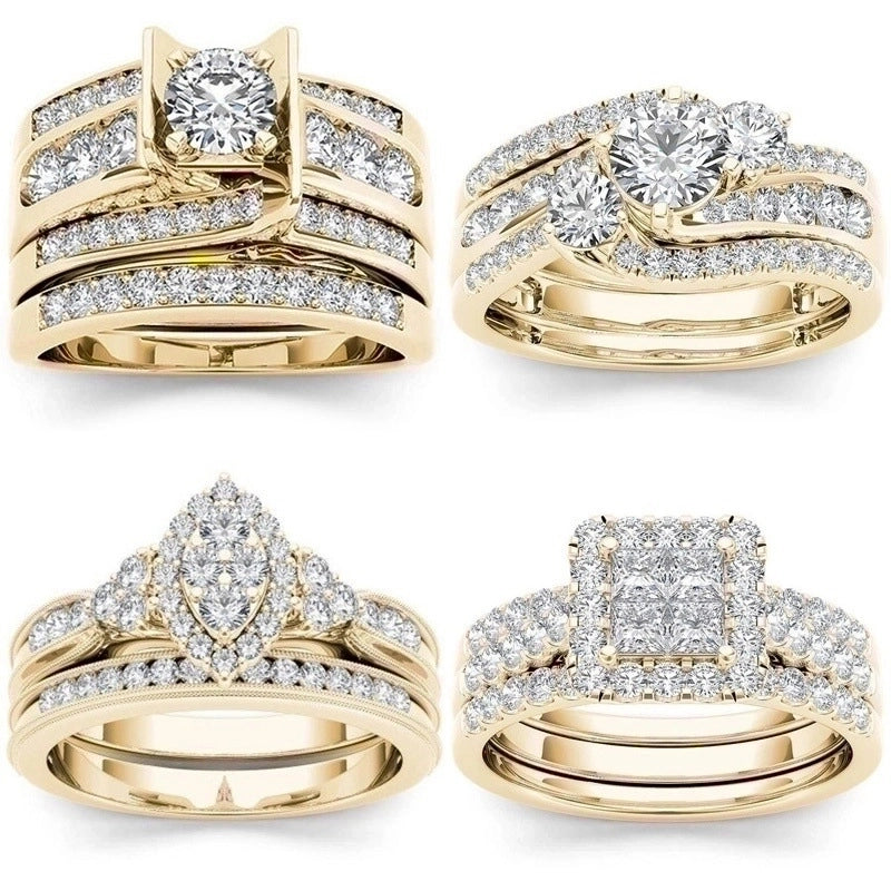 Fashion Flower Alloy Plating Artificial Gemstones Women'S Ring Sets