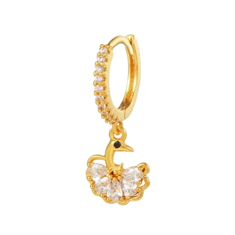 1 Piece Fashion Animal Star Moon Inlaid Zircon Copper Zircon 18K Gold Plated Earrings