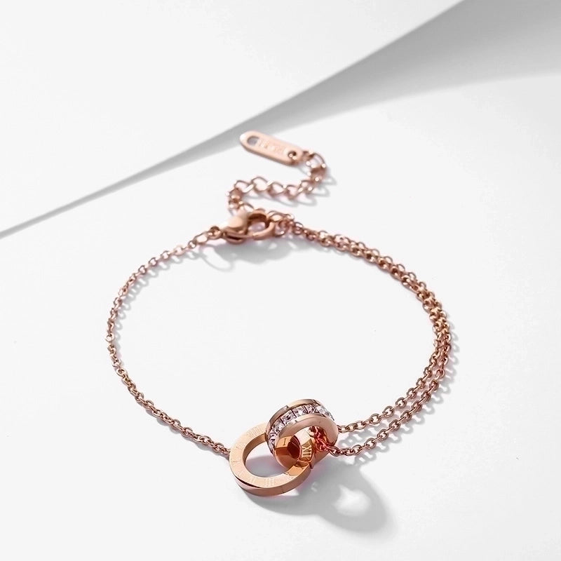 Minimalist Round Titanium Steel Inlay Zircon Bracelets Anklet Necklace 1 Piece