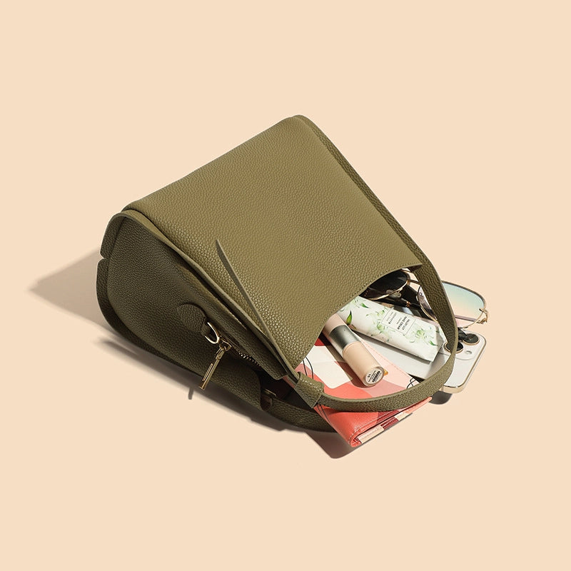 Bucket Bag For Women Genuine Leather High-grade Simple Portable Shoulder Bag Messenger Bag For Women