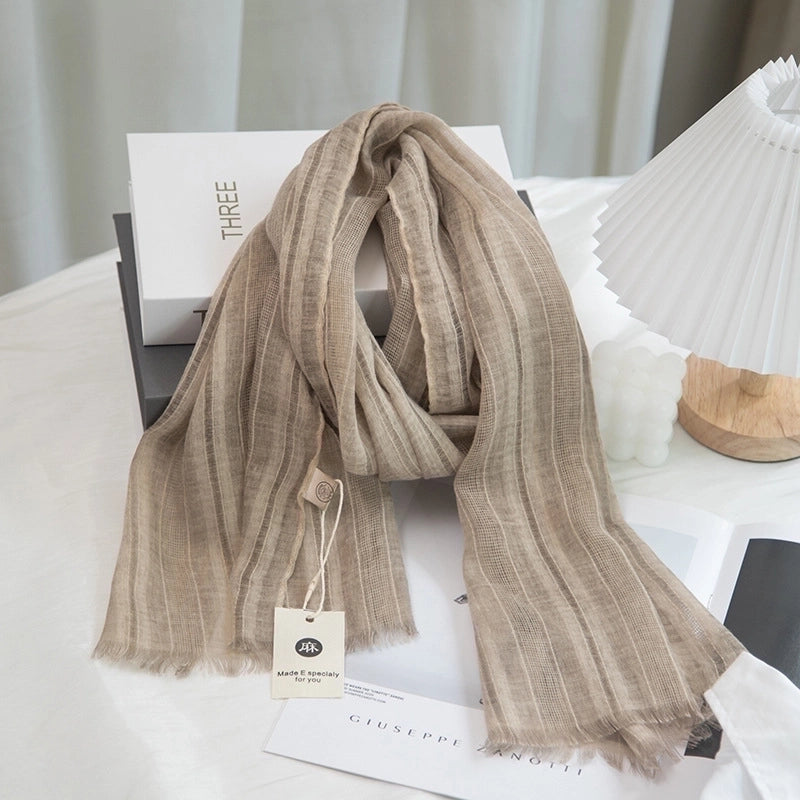 Women's Minimalist Solid Color Cotton And Linen Scarf