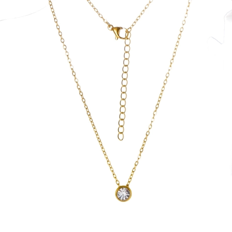Stainless Steel 18K Gold Plated Rose Gold Plated IG Style Plating Inlay Round Birthstone Pendant Necklace