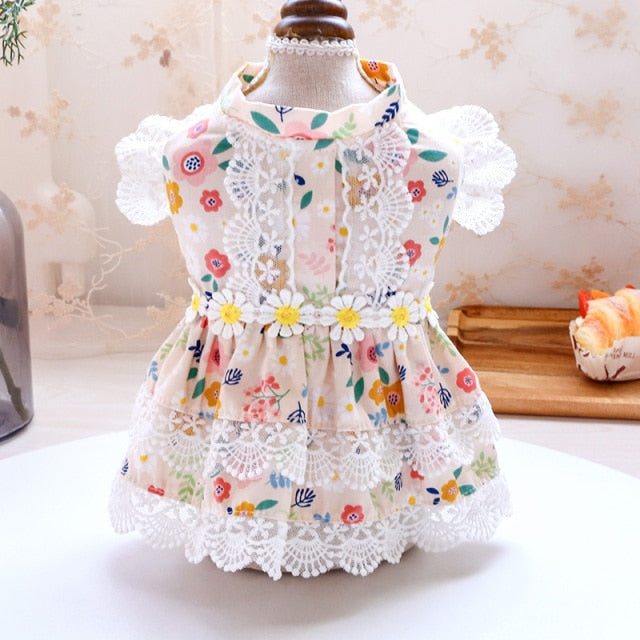 Floral Lace Design Dog Cat Dress