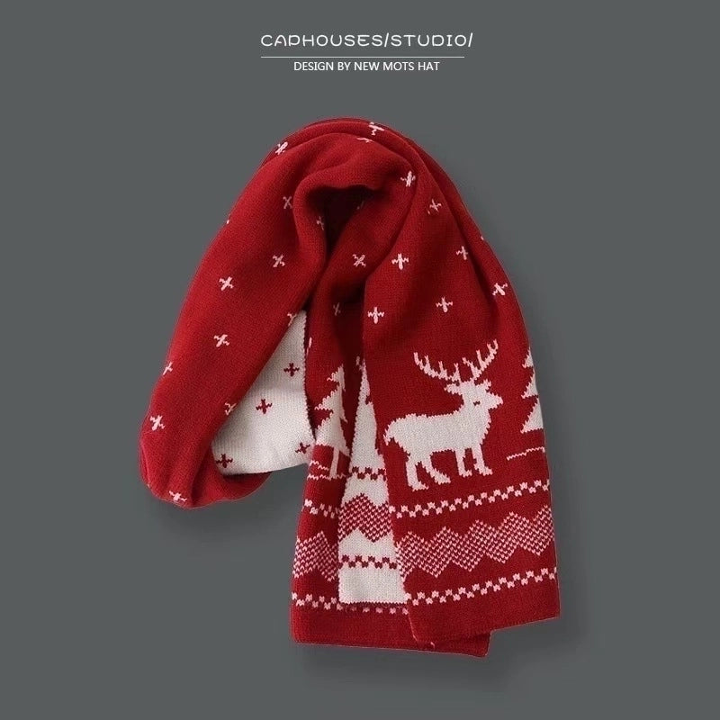 Women's IG Style Houndstooth Elk Yarn Scarf