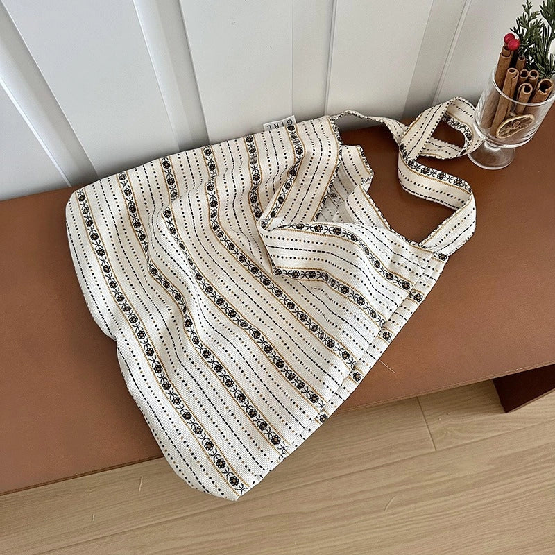 Niche Canvas Bag For Women 2024 New Summer Design Sense High Quality Artistic Floral Canvas Bag