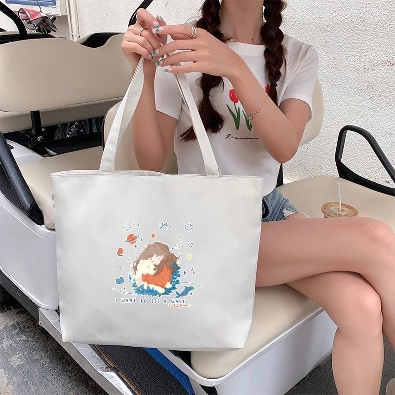 Women's Fashion Geometric Oxford Cloth Shopping Bags
