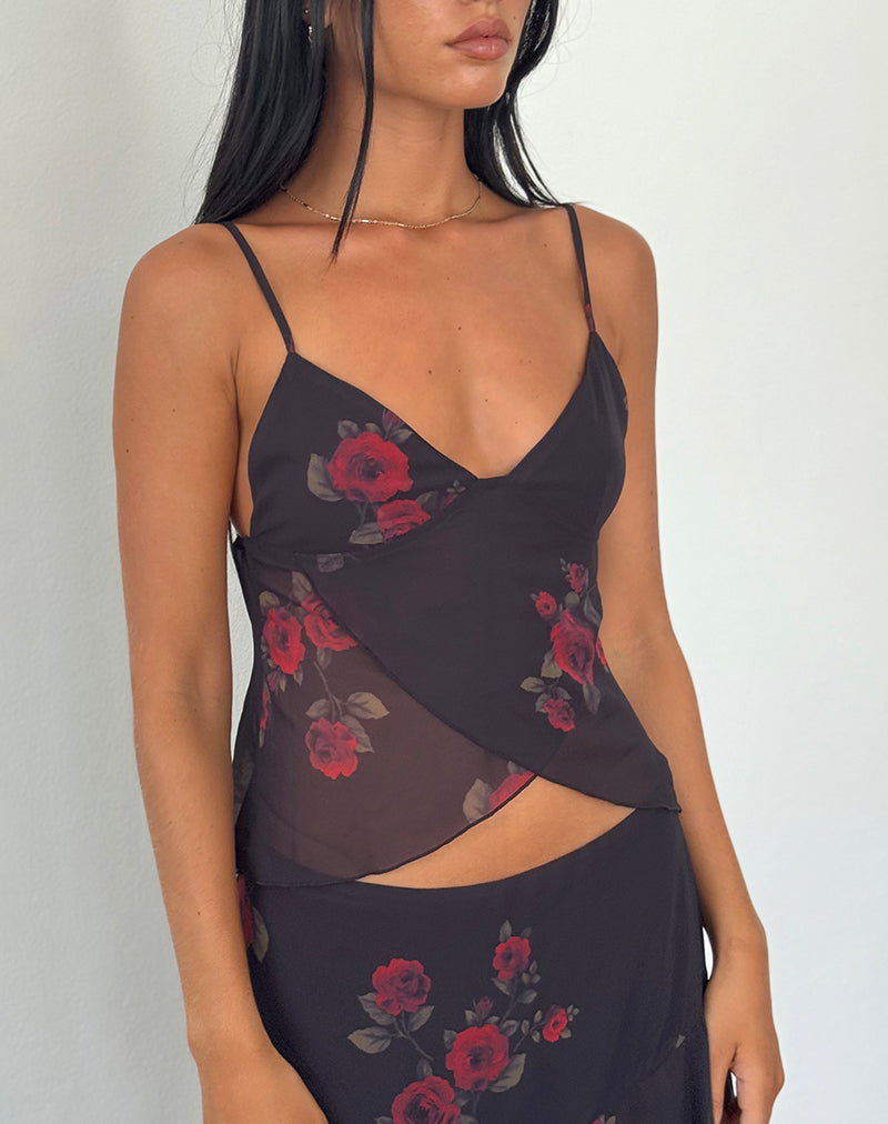 Cojira Mesh Butterfly Top in Vintage Roses Black