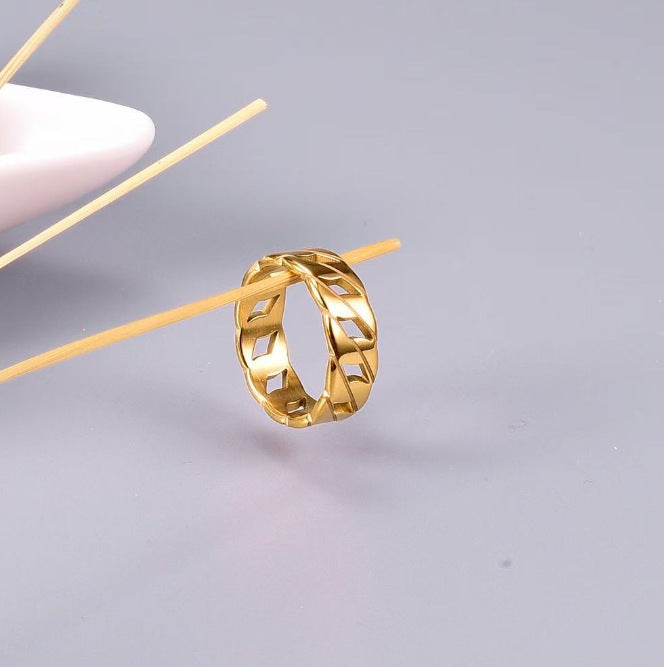 Fashion Personality Color Matching Stainless Steel Ring Irregular Geometric Arc Ring Female Titanium Steel Ring