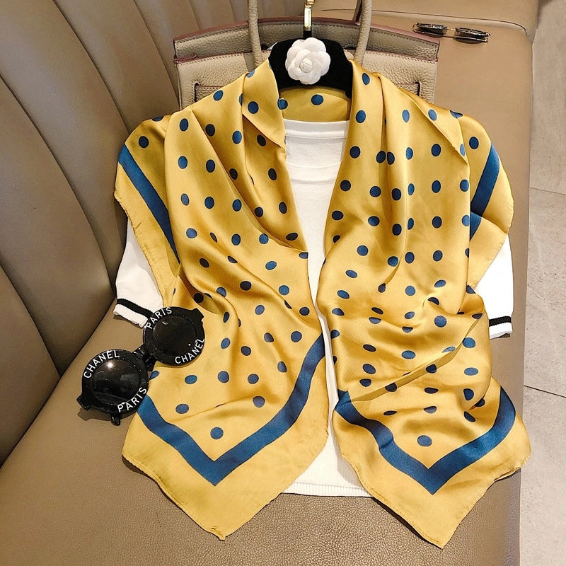 Women's Elegant Business Polka Dots Polyester Printing Silk Scarf