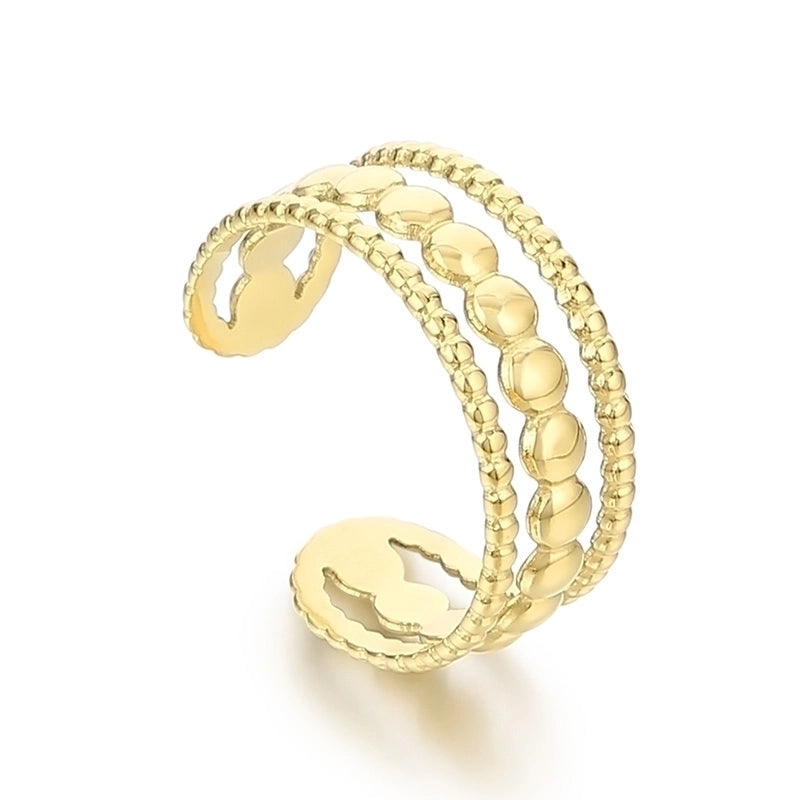 Minimalist Solid Color Titanium Steel 18K Gold Plated Polishing Open Rings