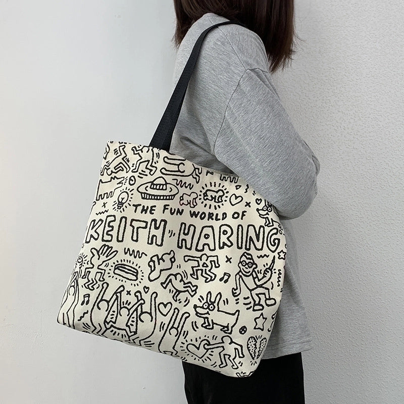 Women's Streetwear Cartoon Canvas Shopping Bags