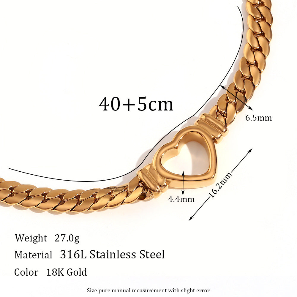 Fashion Heart Geometric Stainless Steel 18K Gold Plated Necklaces