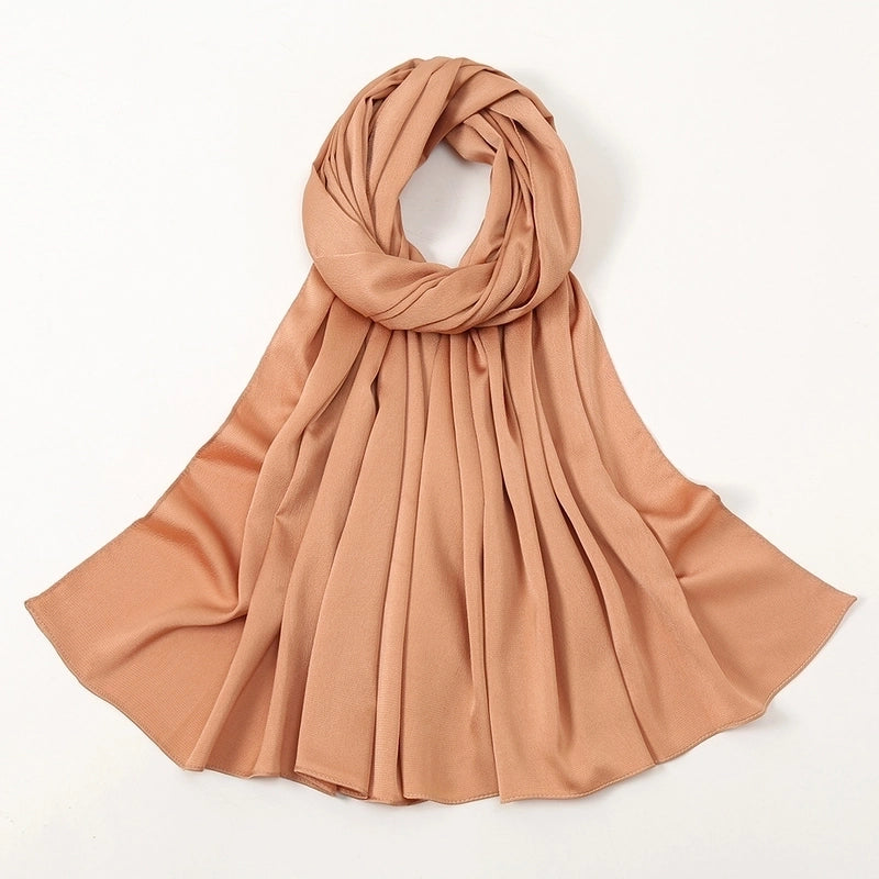 Women's Fashion Solid Color Satin Patchwork Cotton Linen Scarves