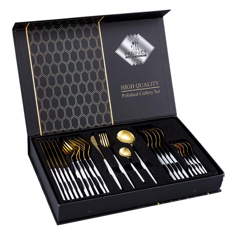 White/Golden (4406)-24 PCs Premium Steel Cutlery Set