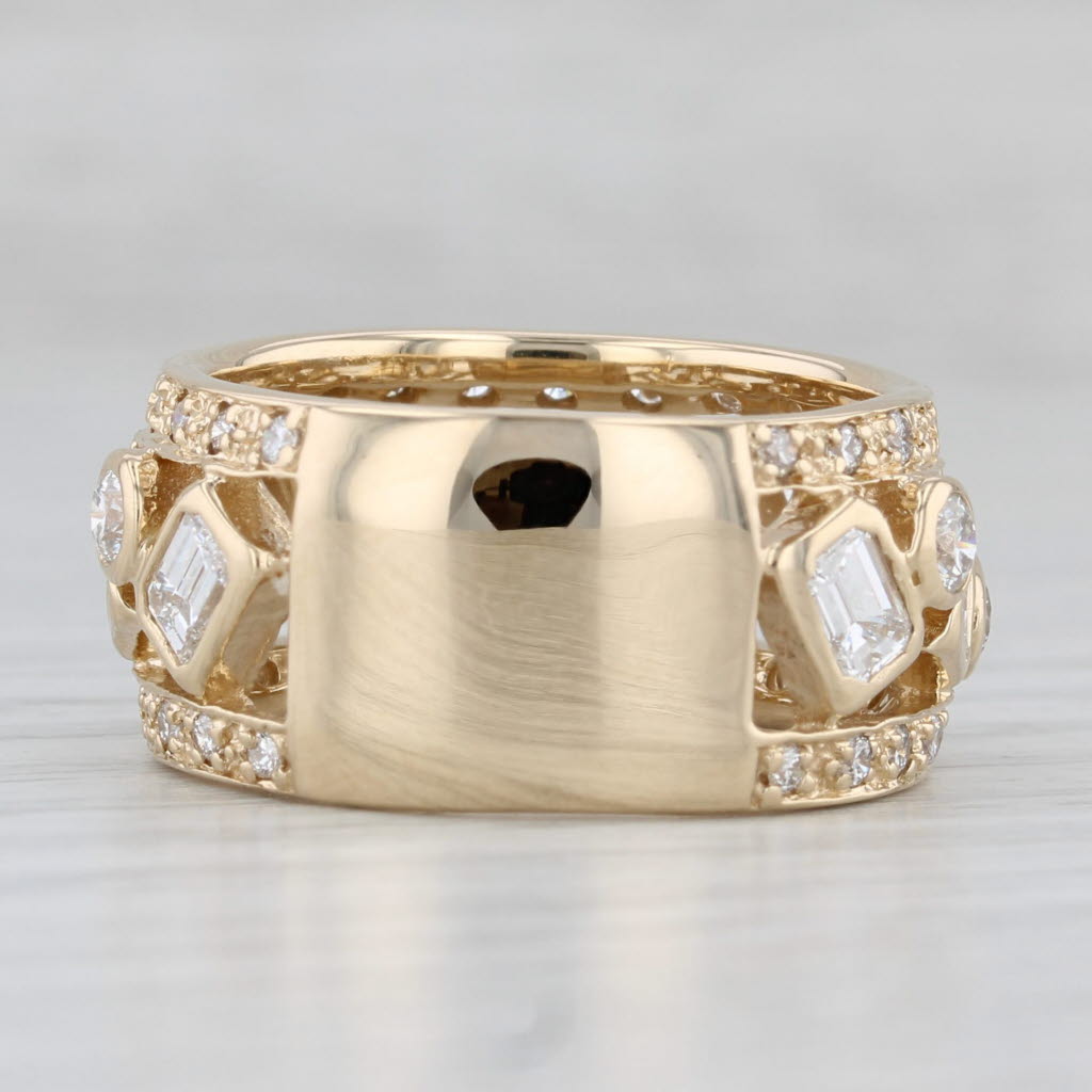 Sonia B 3.13ctw Diamond Abstract Ring 14k Yellow Gold Size 7.75 Wide Band