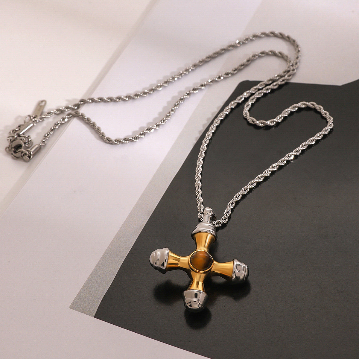 Stainless Steel Color Matching Cross Necklace Niche Clavicle Chain Titanium Steel Necklace