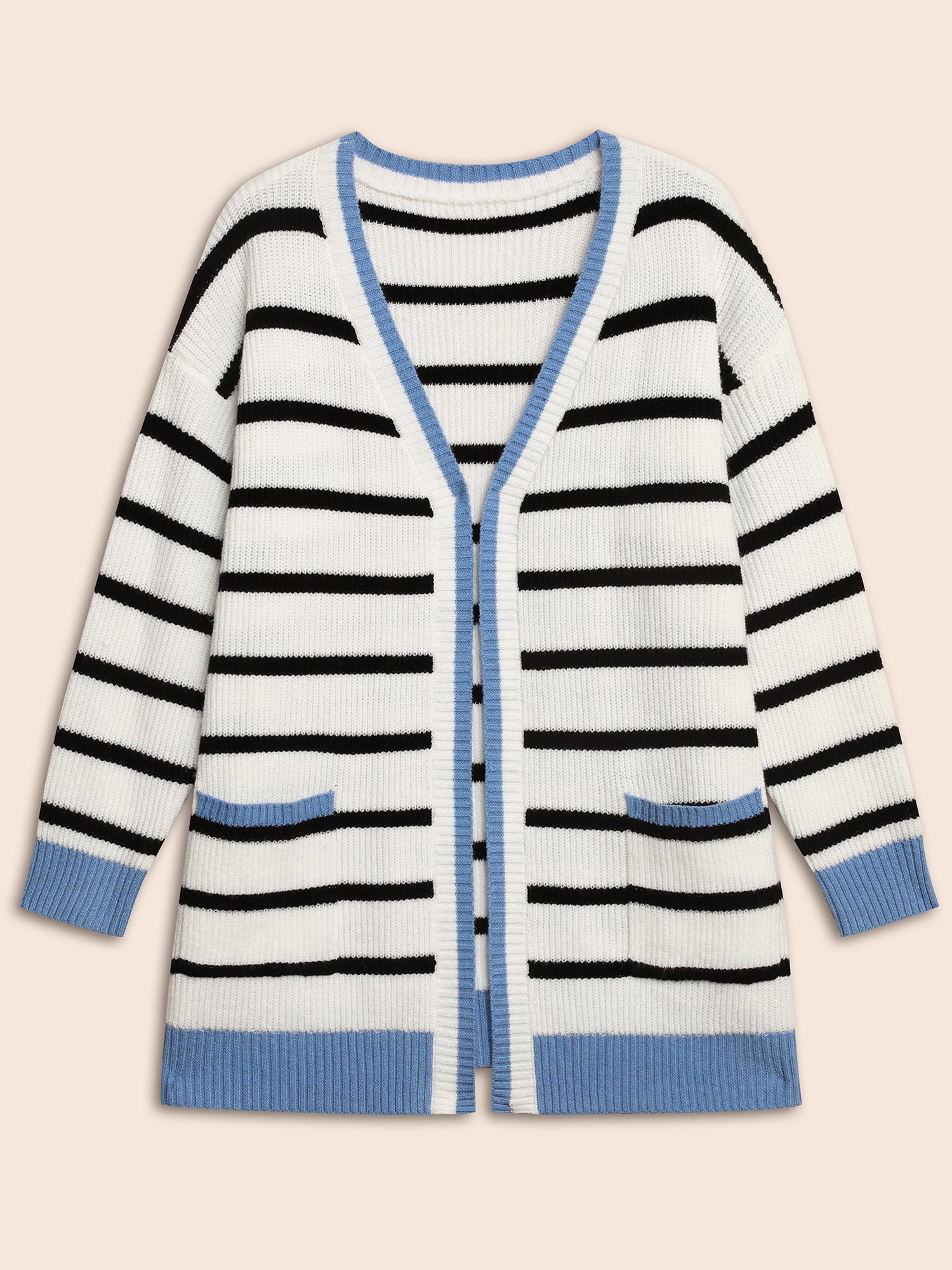 Supersoft Essentials Kimono Collar Contrast Striped Cardigan