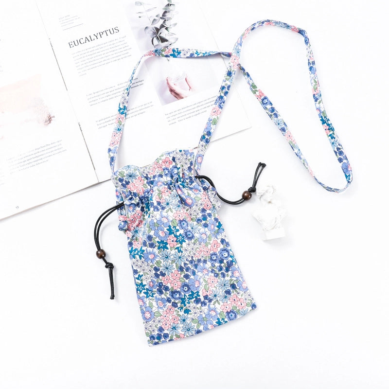 Women's Cotton Flower Elegant Square String Phone Wallets