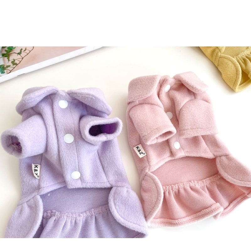 Sweet Solid Color Dog Dress Coat