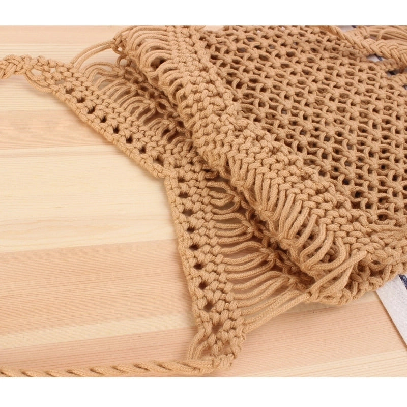 Women's Vacation Beach Solid Color Cotton Shopping Bags
