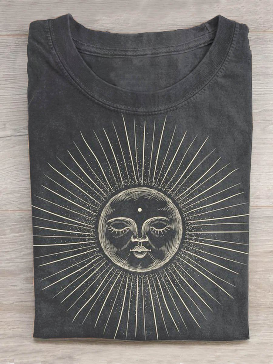 Unisex Sun Moon And Stars Sun God Totem Art Print Design T-shirt