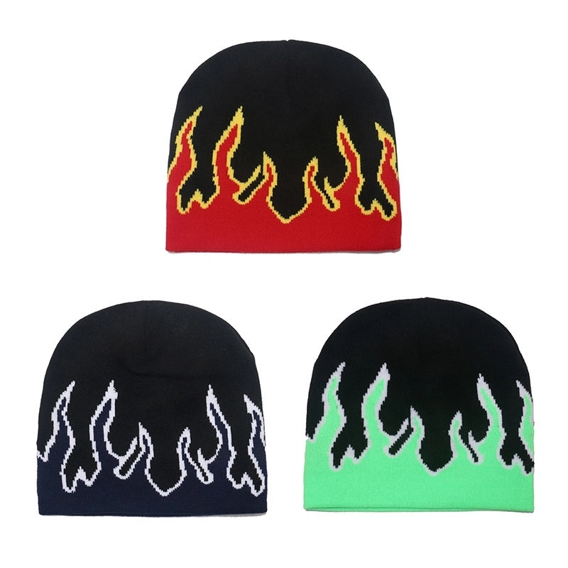 Unisex Streetwear Flame Eaveless Wool Cap