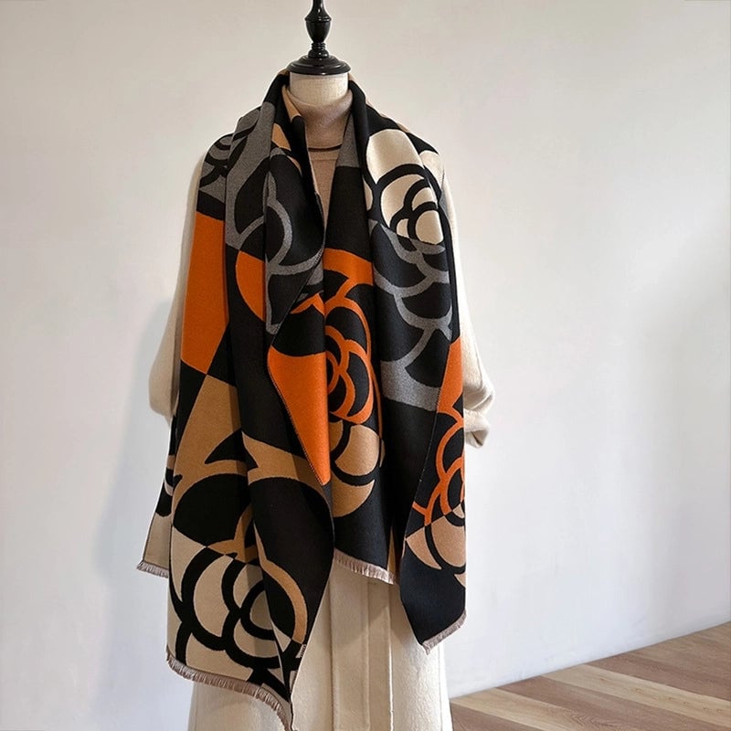 Women's Shawl New Outdoor High-end Internet Celebrity Dual-use Warm Scarf All-matching Scarf Women's Winter Cape Cloak