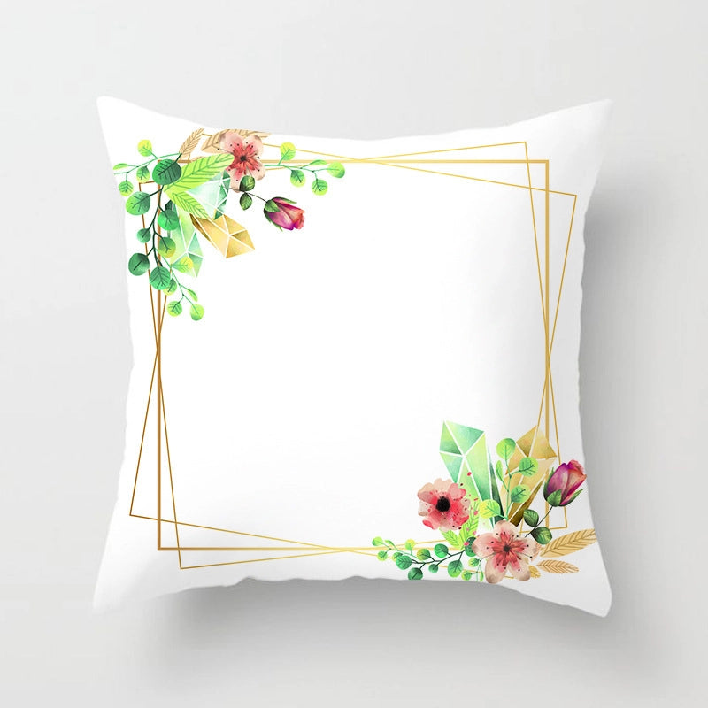 Modern Style Pastoral Letter Plant Linen Pillow Cases Couch & Sofa Decor