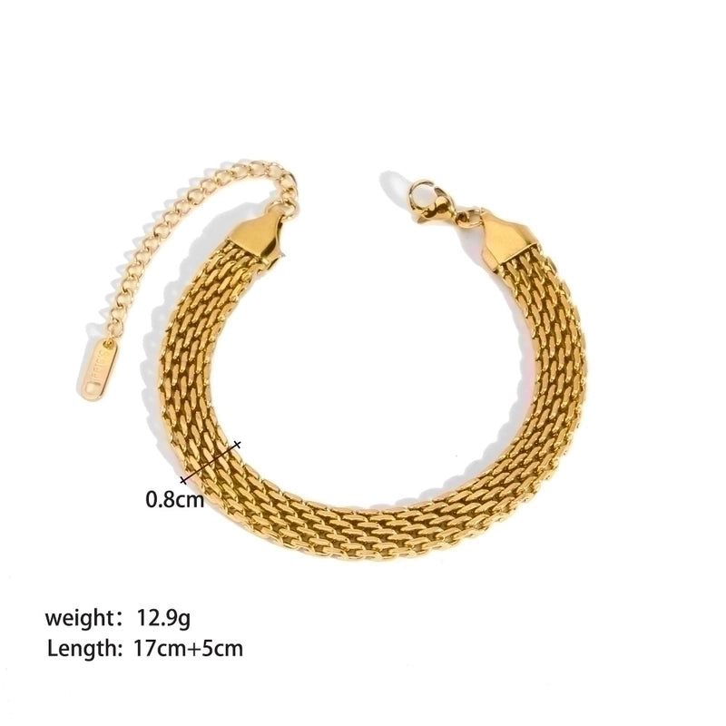 Modern Style Geometric 201 Stainless Steel 18K Gold Plated Bracelets In Bulk