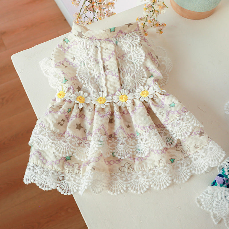 Lace Design Floral Dog Cat Dress