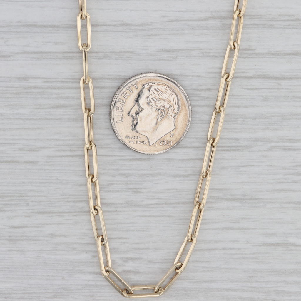 Paperclip Elongated Cable Chain Necklace 14k Yellow Gold 20 2.9mm