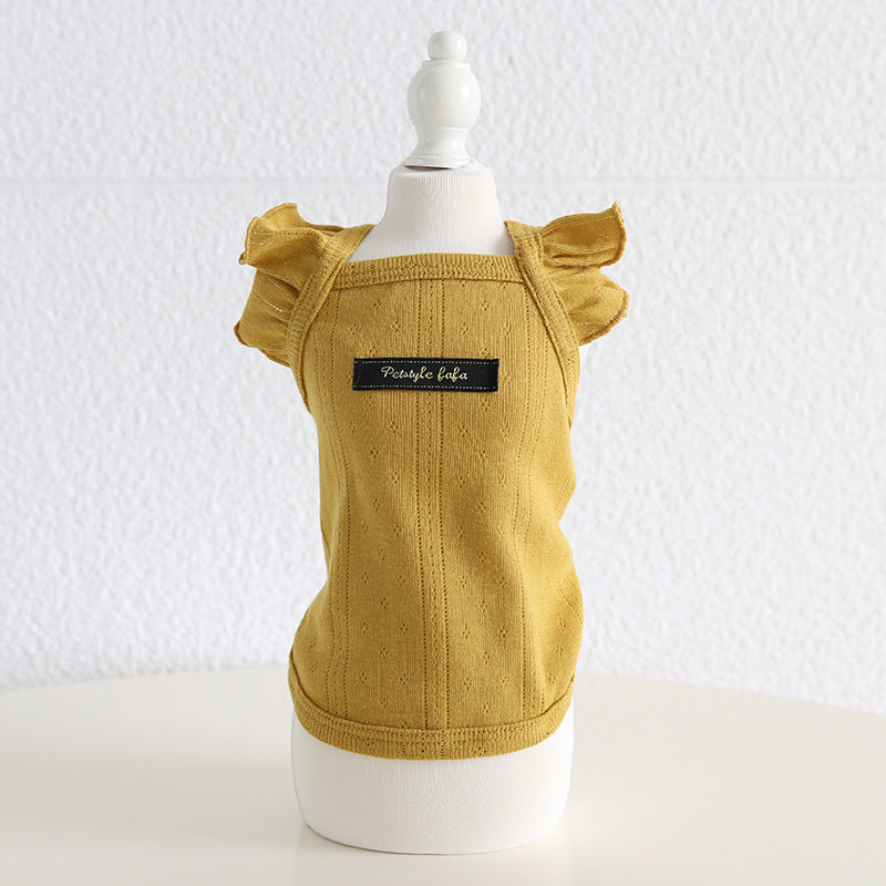 Breathable Cotton Ruffled Sleeves Dog Cat Vest