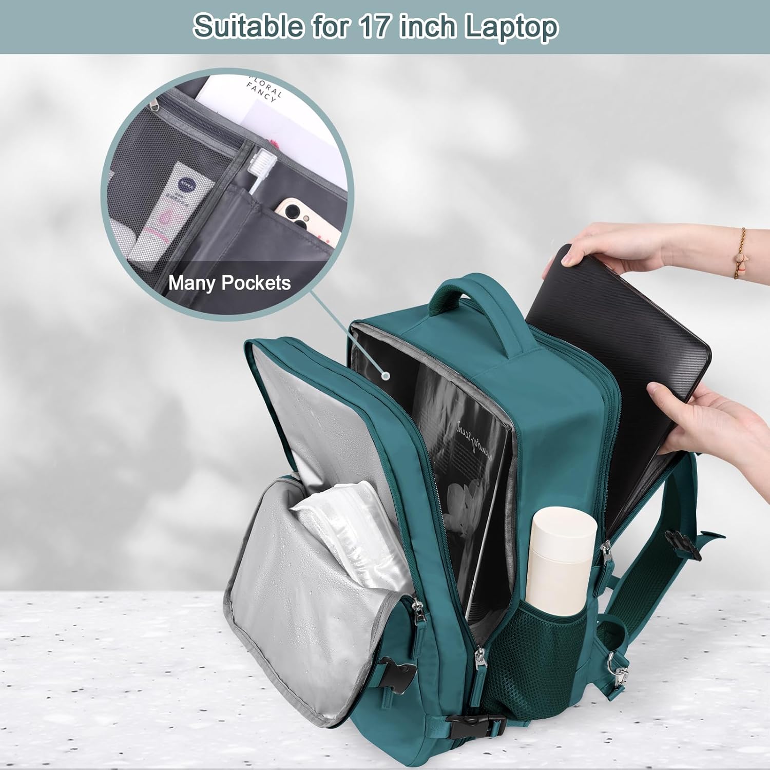 Large Travel Backpack for Women Men, Expandable 40L Carry On Backpack, 17 Inch Laptop Backpack College Bookbag, Waterproof Travel bag as Person Item Flight Approved