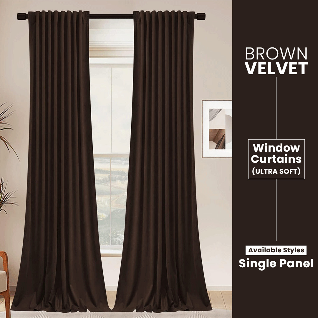 Brown-Velvet Window Curtains (Ultra Soft)