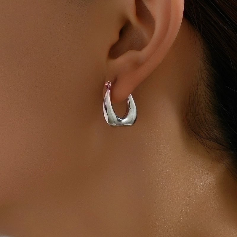 1 Pair Basic Vintage Style U Shape Plating 201 Stainless Steel 18K Gold Plated Hoop Earrings
