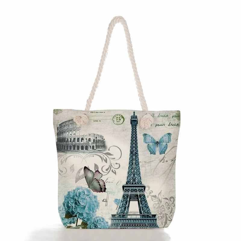 Women'S Vacation Butterfly Canvas Shopping Bags