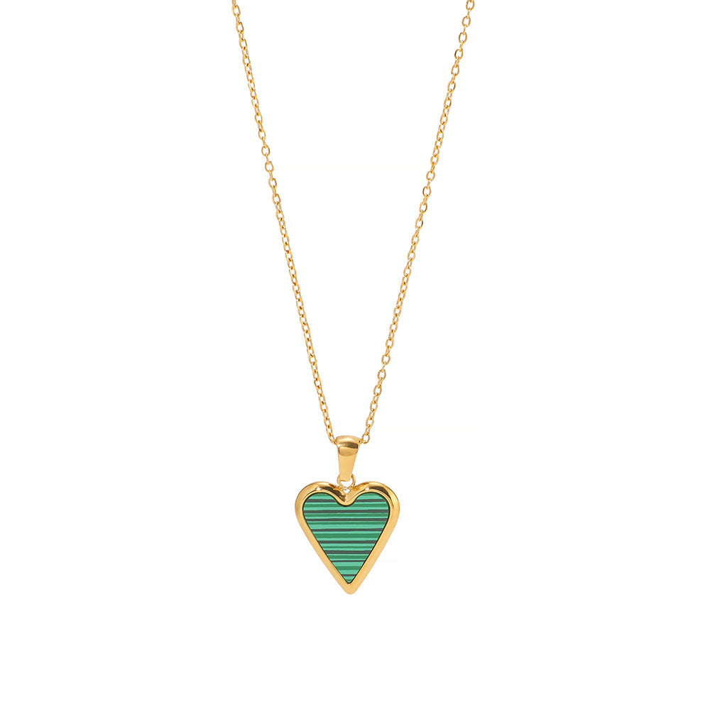 Ins18K Gold Stainless Steel Necklace Mother-Of-Pearl Natural Stone Pendant Clavicle Chain For Women